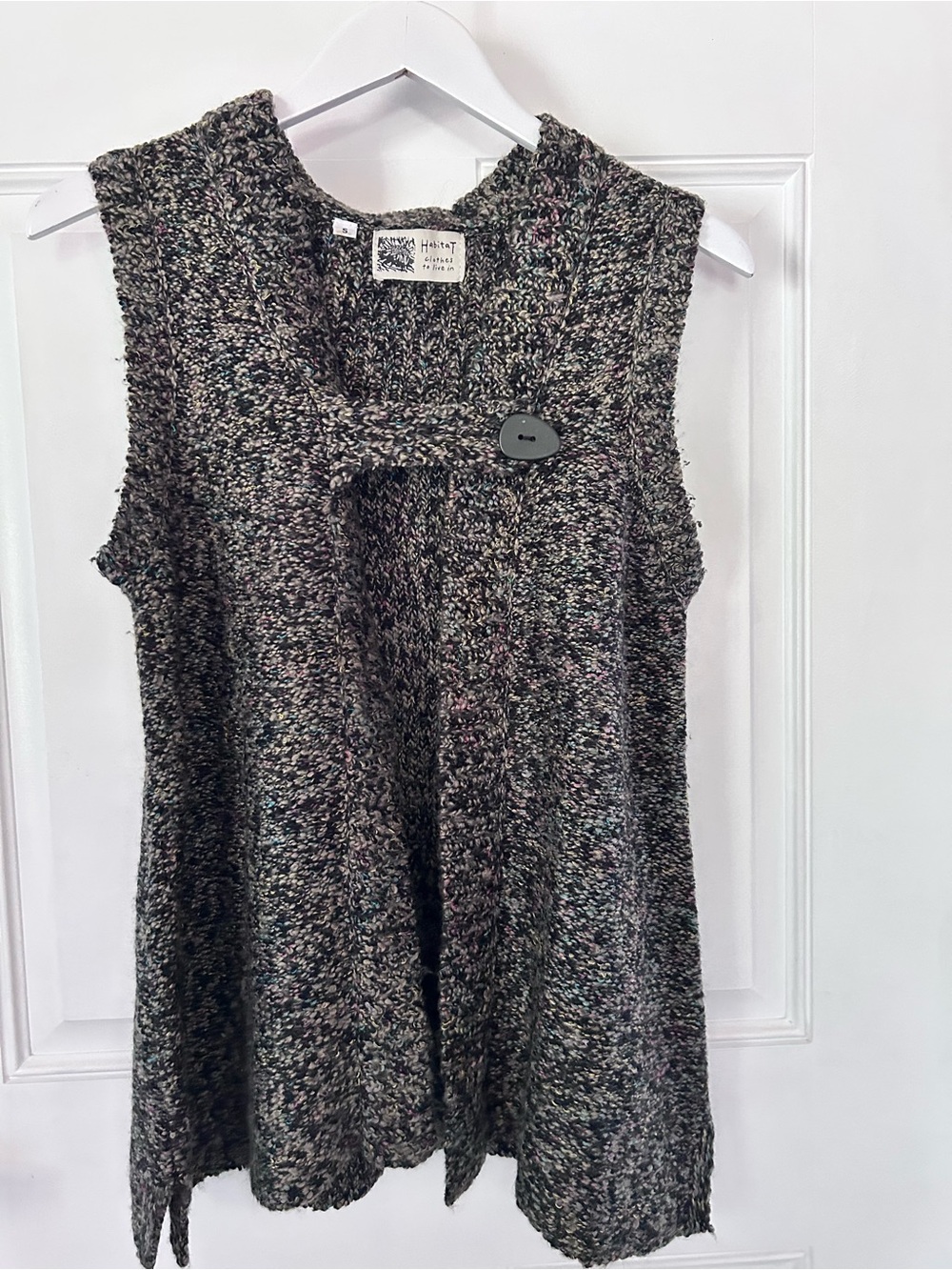 Habitat Multicolor Knit Sleeveless Button Vest in Black-Grey Blend